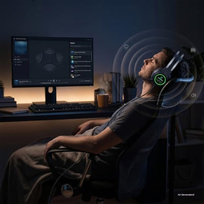 Gaming Headset,Lightweight Gaming Headphone: 7.1 Surround Sound | Self-Adjusting Suspension Headband,50MM Drivers&Noise Canceling Mic,Cool RGB lighting ,One-Key Volume Roller,Wired USB