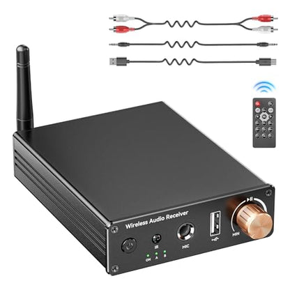 Bluetooth 6.0 Receiver, Hi-Fi Adapter with Wireless Long-Range Low-Latency, Suitable for Home Audio Music Streaming Stereo Systems/Home Speakers, Featuring AUX 3.5mm/RCA, USB Playback
