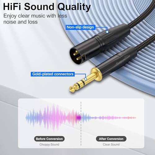 HOSONGIN XLR Male to 1/4 TRS Male Balanced Cable, 3 Feet - size: 3.3 Feet