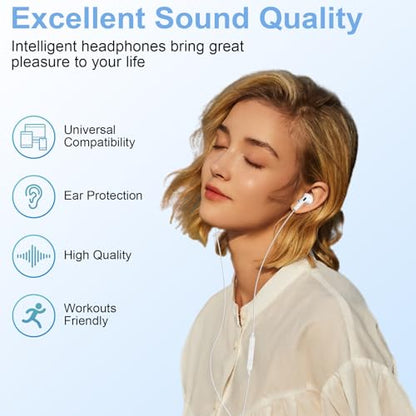 USB C Wired Headphones Earbuds for Samsung Galaxy S26 Ultra S26 S25 S24 S23 | Wired Earphone with Microphone Corded Earbuds Audifonos In-Ear Buds for Google Pixel 10 Pro Fold 10 Pro 10 XL 10A 9A 9 8 7 6