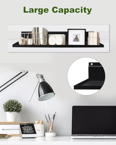 2 Pack 17×8 Inch Metal Slatwall Shelves, Black | Heavy Duty Slatwall Shelf, Slat Wall Hanging Shelf Accessories for Garage, Retail, Home Storage - style: 2 Pack Black