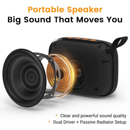 Waterproof Portable Bluetooth Speaker with Lights & Lanyard, Black | Compact Wireless Outdoor Speaker, 10H Playtime, Bluetooth 5.3 Stable Connection IPX5 for Beach, Camping, Travel and Shower - color: Black