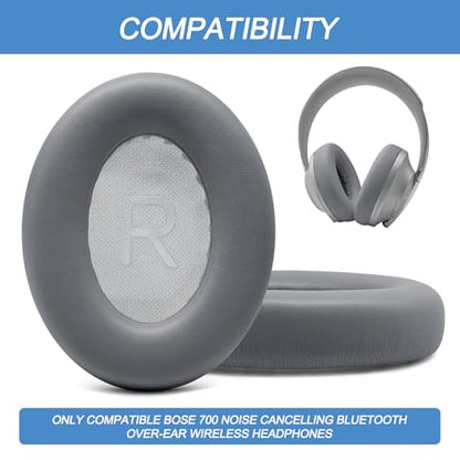 GEVO Ear Pads Replacement for Bose NC700, Silver | Earpads for Bose Noise Cancelling Headphones 700, Soft Protein Leather, High-density Memory Foam - color: Silver