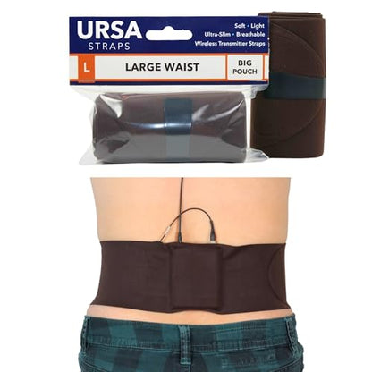 URSA Waist Strap - Ultra Slim, Breathable & Stretchy Microphone Transmitter Straps. Compatible with Most Transmitter/Receivers (Brown, Large Waist - Big Pouch) | Ultra Slim, Breathable & Stretchy Microphone Transmitter Straps, Compatible with Most Transmi