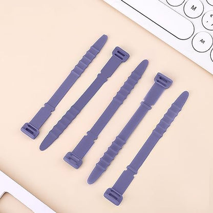 NQEUEPN 20pcs Reusable Purple Silicone Releasable Zip Ties, Cord Organizer Straps, Elastic Cord Management Cable Ties for Headphones, Charging Wire, Home Office Table Organization