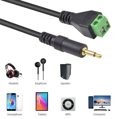 Poyiccot 3.5mm Screw Terminal Connector, 2Pack 3.5mm (1/8") TS Mono Male to 2 Pin Screw Terminal Female Headphone Balun Solderless Converter Adapter Cable (30cm) - size: 3.5mm ts mono cable 30cm