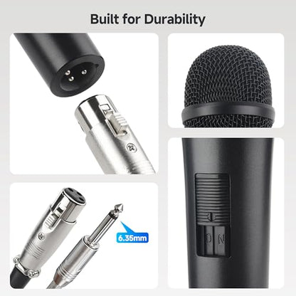 Cable Matters 2-Pack Cardioid Dynamic Vocal Microphones with 15ft Cable | 6.35mm Wired Microphone, for Singing and Karaoke, Compatible with Singing Machine