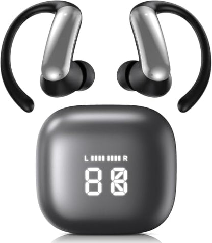 Wireless Ear Buds,Bluetooth Headphones with ENC Noise Cancelling,50H Playtime Earphones with LED Power Display,IPX4 Waterproof Earbuds for Sports/Workout,Smartphone,Laptop,Computer - color: Black
