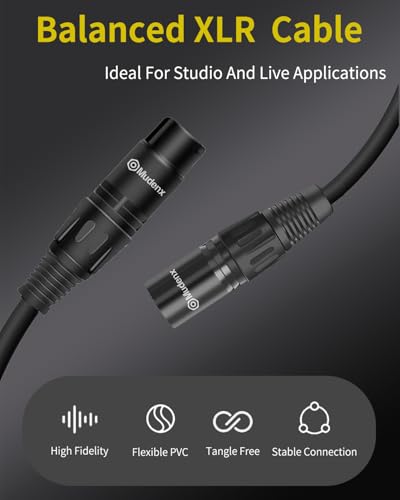 XLR Cables 5FT 2 Pack,XLR Male to Female 3 Pins Microphone Cable,Shielded Balanced Oxygen-Free Copper (OFC) Speaker Cord - size: 5Feet