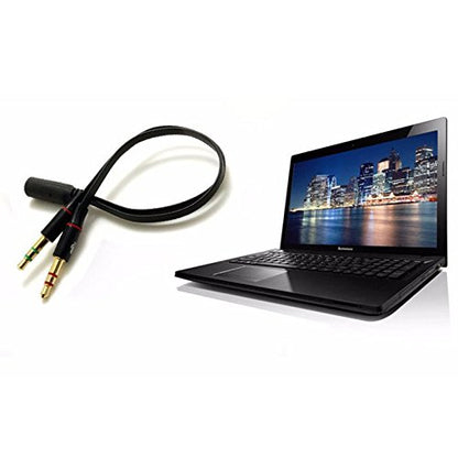 Headphones Y Cable Splitter Adapter 3.5mm Female to 2 Male Premium Gold-Plated Corrosion-Resistant Audio Mic Y Cable for Headset Connecting to PC