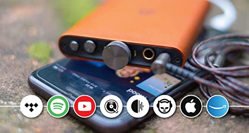 iFi Hip-dac2 - Portable Balanced DAC Headphone Amplifier for Android, iPhone with USB Input Only/Outputs: 3.5mm Unbalanced / 4.4mm Balanced – MQA Decoder - color: Orange