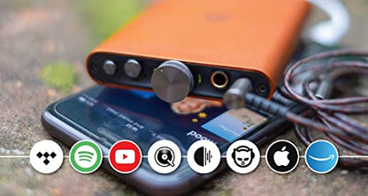 iFi Hip-dac2 - Portable Balanced DAC Headphone Amplifier for Android, iPhone with USB Input Only/Outputs: 3.5mm Unbalanced / 4.4mm Balanced – MQA Decoder - color: Orange