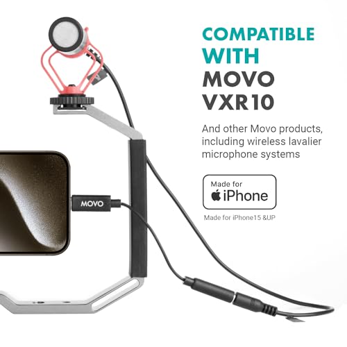Movo Female 3.5mm TRRS Microphone Adapter Cable to USB-C Connector Dongle Compatible with Apple iPhone 15/16/17 and up, iPad Smartphones and Tablets - Optimized for Microphones/Pro Audio - size: 3.5mm TRRS to USB-C