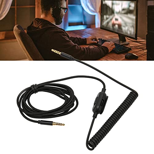 Replacement Headphone Cable Coiled Aux Cord for Astro A30 6.6ft Adjustable Volume Replacement Sound Spring Cable 3.5mm Plugs Upgrade Headphone Audio Cable Gold