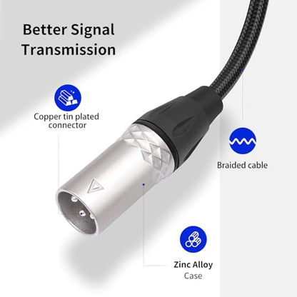 3Pin XLR to 2 RCA Y Splitter Patch Cable,Balance XLR Male to Dual Unbalanced RCA Female Audio Cable Adapter for Speaker Microphone mixer-1Feet
