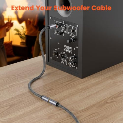 VANAUX RCA Extension Cable Subwoofer Audio Cable, 75 ohm, RCA Male to Female for Amplifier,HiFi, Analog & Digital (6ft/2m) - size: 6ft/2m