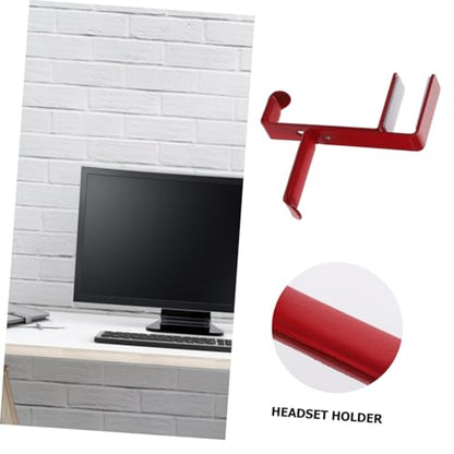 Adjustable Headphone Rack for Desk – Metal Clamp Hook Punch-Free Design Suitable for Home Office Use Compatible Headsets and Controllers - color: Red