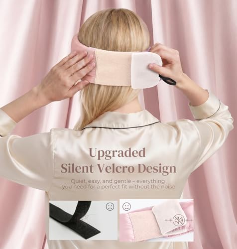 LC-dolida 3D Silk Bluetooth Sleep Mask, Mulberry Silk Sleep Mask with Bluetooth Headphones, Bluetooth Eye Sleep Mask for Side Sleepers, Total Blackout Bluetooth Eye Mask for Women Men, Pink - color: Pink