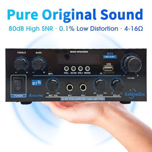 KG AK55 PRO Home Audio Amplifier Receiver — Dual-Channel (Max 500W / RMS 25W x 2) Stereo Amplifier, Bluetooth 5.0 Speaker Amp, Supports FM Radio/USB/SD Card Playback, Includes Remote Control - size: 500W 2-Channel
