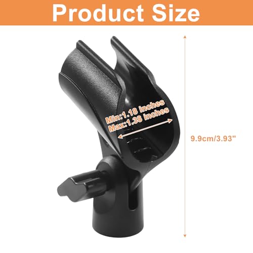 4 Pack Knob Adjustable Universal Microphone Clip | Mic Clip Holder, Screw Adapter 5/8" Male to 3/8" Female, Male to Female Adapter, For Mic Stand/Professional Use - size: 4 Clips (With adjustment knob)