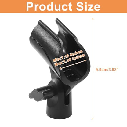 4 Pack Knob Adjustable Universal Microphone Clip | Mic Clip Holder, Screw Adapter 5/8" Male to 3/8" Female, Male to Female Adapter, For Mic Stand/Professional Use - size: 4 Clips (With adjustment knob)