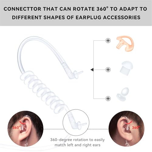 2 Way Radio Earphones with Cord Nylon Braided Design,Walkie Talkie Earpiece with Mic for Kenwood (2 Pack) - size: 2_PACK
