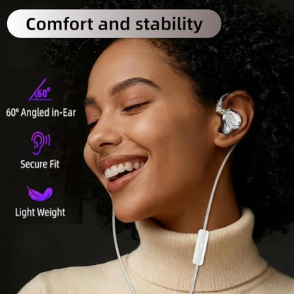 KZ ZS10 PRO in Ear Monitor Headphones, 4BA+1DD 5 Hybrid Driver Gaming Earbuds Wired Earphones, HiFi Clarity Sound Immersive Bass IEMs for Gaming Musician Singer Audiophile (Purple Without Microphone) - color: Purple, style: without mic