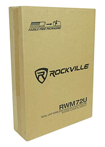 Rockville RWM72U Dual UHF Wireless Handheld Microphone System, LCD Display