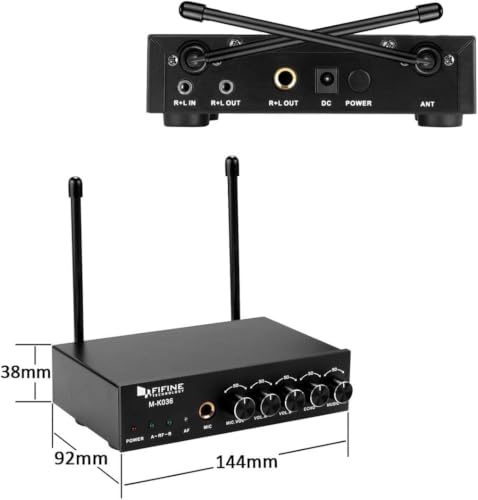 FIFINE K036 UHF Dual Channel Wireless Handheld Microphone System | Easy-to-use Wireless Microphone System for Karaoke Meeting