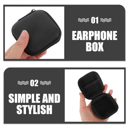 Portable Eva Earbud Case Pouch with Zipper Electronic Organizer Bag for Travel Cable Storage and Earphone Protection, Black