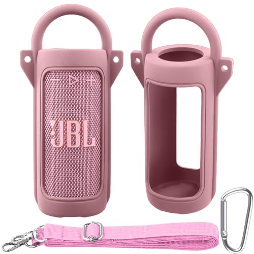 for JBL Grip Portable Waterproof Speaker Silicone Case, Army Pink | Portable Travel Soft Cover with Adjustable Shoulder Strap and Carabiner, Protective Skin Case, Anti-Slip Feet - color: Army Pink Case