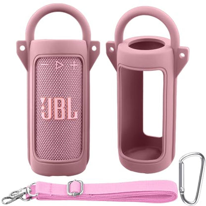 for JBL Grip Portable Waterproof Speaker Silicone Case, Army Pink | Portable Travel Soft Cover with Adjustable Shoulder Strap and Carabiner, Protective Skin Case, Anti-Slip Feet - color: Army Pink Case