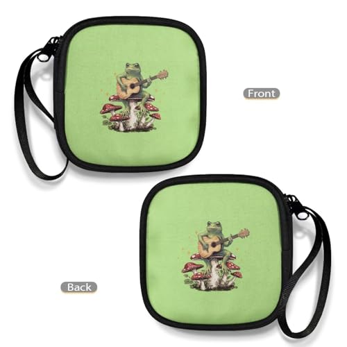 Portable Wireless Headphone Case Earphone Storage Bag with Zipper Enclosure Compatible with Apple Air Ports - Mushroom Frog - color: Mushroom and Frog