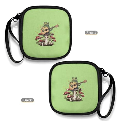 Portable Wireless Headphone Case Earphone Storage Bag with Zipper Enclosure Compatible with Apple Air Ports - Mushroom Frog - color: Mushroom and Frog