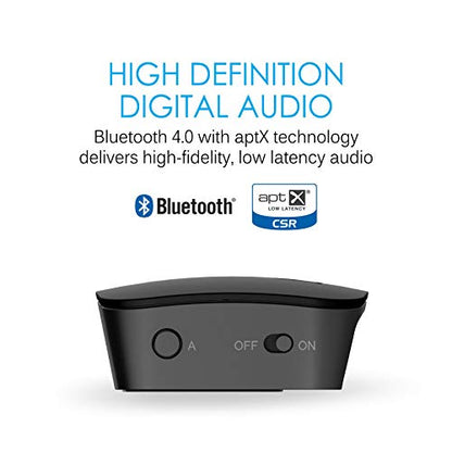 MEE audio Connect Bluetooth Audio Transmitter for up to 2 Wireless Headphones/Speakers, Bluetooth Streamer Adapter with AptX Low Latency for TV/PC/Airplane/Gym with 3.5mm/AUX/RCA/Optical Input - style: TV Transmitter