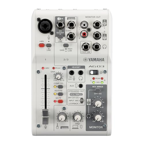 Yamaha AG03MK2 White 6-Channel Live Streaming Loopback Mixer/USB Interface with Steinberg Software Suite | Steinberg Software Suite - color: White, style: AG03 MK2