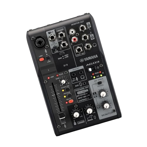 Yamaha AG03MK2 Black 6-Channel Live Streaming Loopback Mixer/USB Interface with Steinberg Software Suite - color: Black, style: AG03 MK2