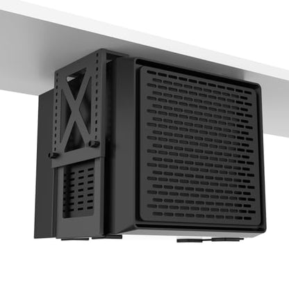 Under Desk PC Mount, Adjustable 5.6-11.2in, 33lb Steel, Ventilated