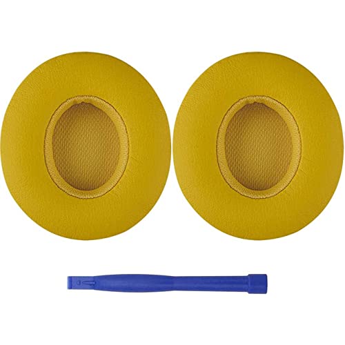 Beats Solo 3 Ear Pads Replacement, BUTIAO Soft Protein Leather Memory Foam Headphone Earpads Ear Cushions Pad for Beats by Dre Solo 3 Wireless & Solo 2 Wireless Over Ear Headsets (Yellow) - color: Yellow