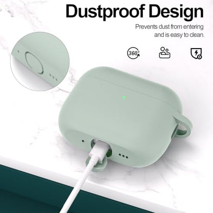 for AirPods Pro 3 Case Cover, Protective Soft Silicone with Keychain Cleaning Pen for Women Men for Apple AirPods Pro 3rd Generation Case(2025), Front LED Visible, Fog - color: C-Fog