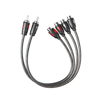 1ft RCA 1 Male to 2 Female Audio Speaker Y Adapter Splitter Cable | 2 Pack - color: 2F1M