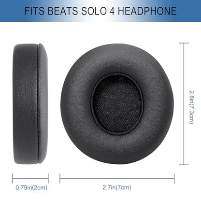 GEVO Ear Pads Replacement for Beats Solo 4 Wireless On-Ear Headphones, Earpads Ear Cushions for Solo 4 with Soft Protein Leather, Stronger Adhesive Backing (Black) - color: Black