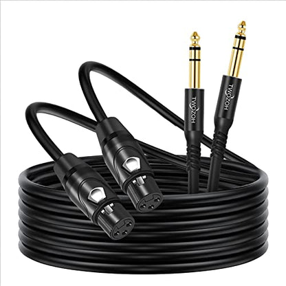 Twozoh XLR Female to 1/4 Inch (6.35mm) TRS Cable 15FT 2 Pack, Quarter Inch Jack Balanced to XLR Microphone Cable (Professional/HiFi) - color: Female 2-PACK, size: 15FT