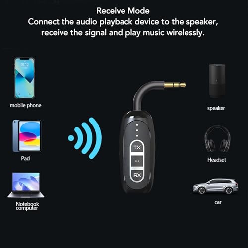 Bluetooth 5.4 Transmitter Receiver with LDAC, Wireless Audio Adapter with Low Latency, for Old Stereo, Speakers, Cars