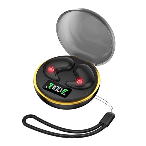 Yunseity Mini Bluetooth Earbuds, in Ear Stereo Earphones with Digital Display Charging Case, Mini for Sleep Work Music (Black) - color: Black