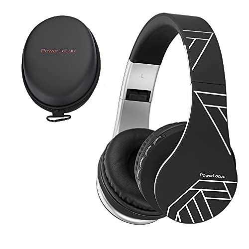 PowerLocus Wireless Bluetooth Over-Ear Stereo Foldable Headphones, Wired Headsets Rechargeable with Built-in Microphone for iPhone, Samsung, LG, iPad (Black/Silver) - color: Black/Silver