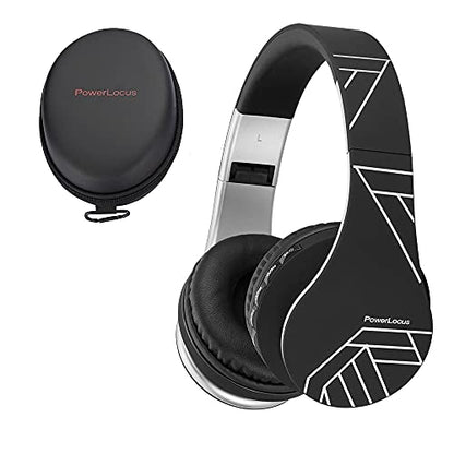 PowerLocus Wireless Bluetooth Over-Ear Stereo Foldable Headphones, Wired Headsets Rechargeable with Built-in Microphone for iPhone, Samsung, LG, iPad (Black/Silver) - color: Black/Silver