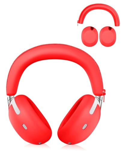 2-in-1 Silicone Protective Cover Set for Sony 1000X THE COLLEXION Headphones, Sweatproof Headband Cover + Integrated Ear Cups Protector (Ear Pads & Shell), Full Coverage(Red) - color: Red