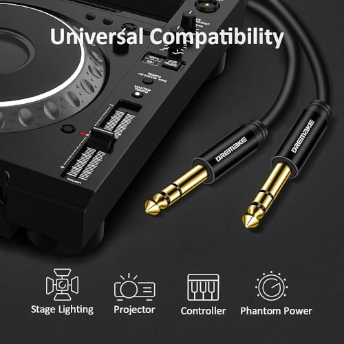 1/4 Inch to 1/4 Inch TRS Guitar Cable, 15FT 6.35mm to 6.35mm Balanced Stereo Audio Cable - color: Black, size: 15FT/4.5M
