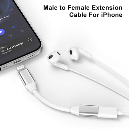 9cm Lightning Male to Lightning Female Charger Adapter,iPhone Extension Charging Adapter Cable Cord Connector Converter Dongle Compatible with iPhone 14 13 12 11 XS XR X 8 7 6 Not USBC | 9CM iPhone Charger Extension Cable Cord Connector Converter Dongle C